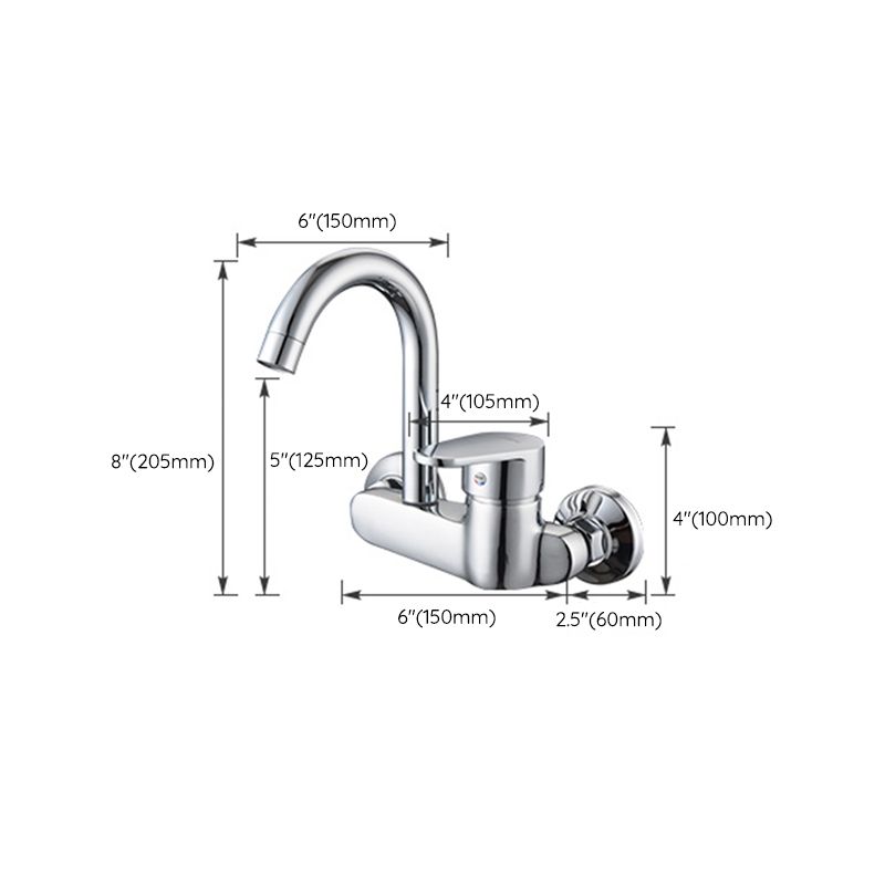 Modern Bridge Kitchen Faucet Brass Lever Handles Swivel Spout Wall Mounted Bar Faucet