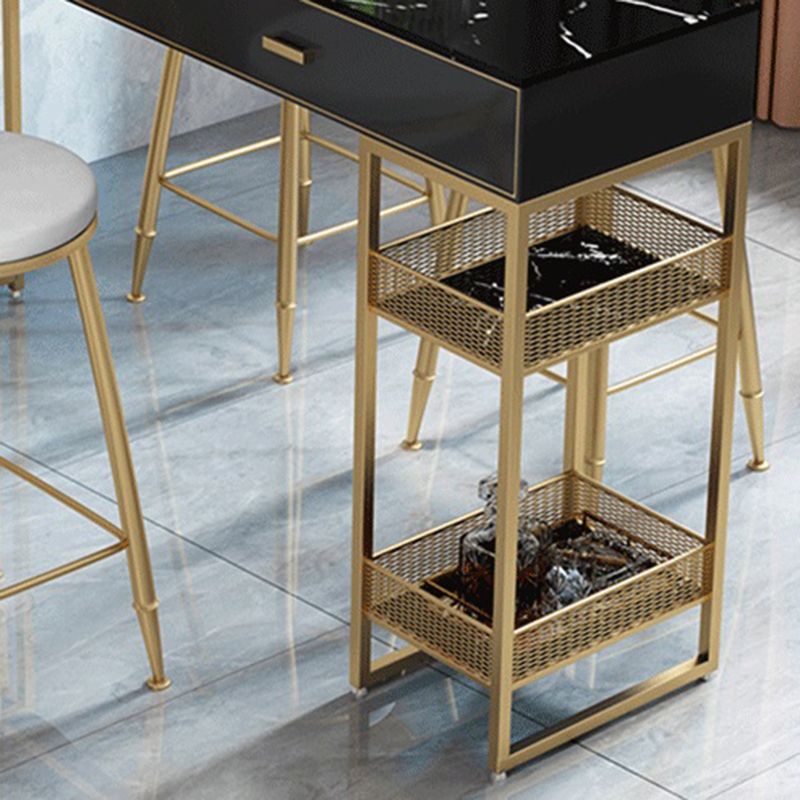 Contemporary Bistro Accent Dining Table Rectangle Bar Table with Storage