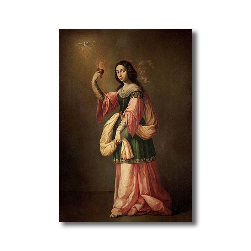 Retro Allegory of Charity Painting Brown Textured Wall Art Print for House Interior