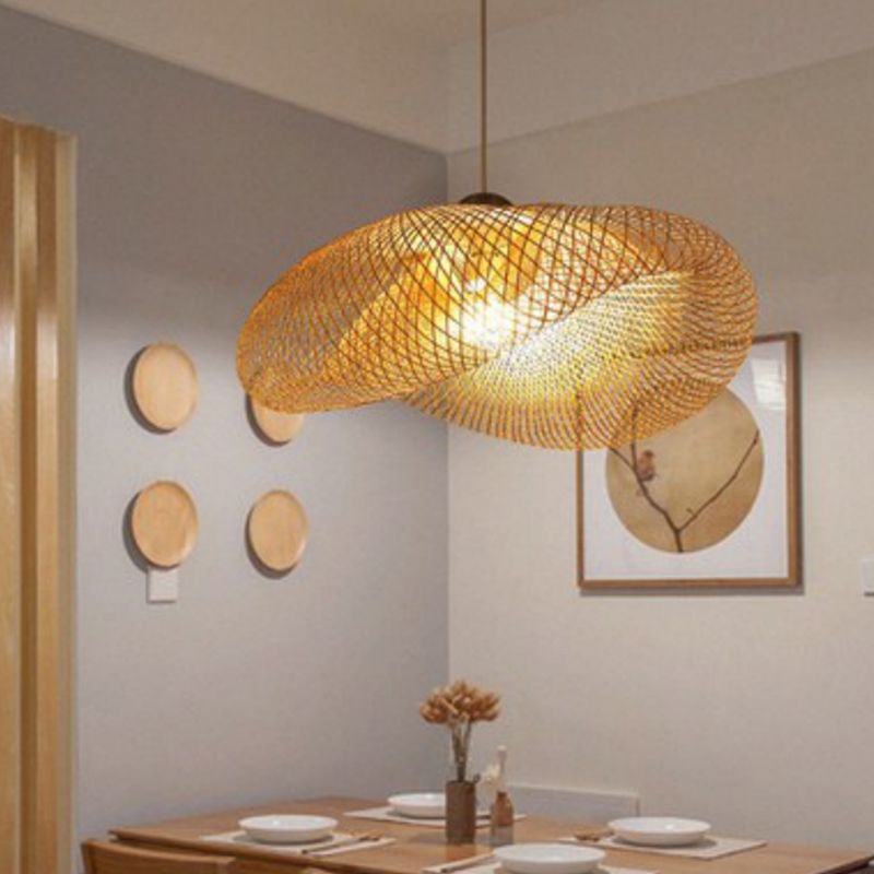 Géométrique Hanging Light Modern Style Wood 1 Light Down Lighting