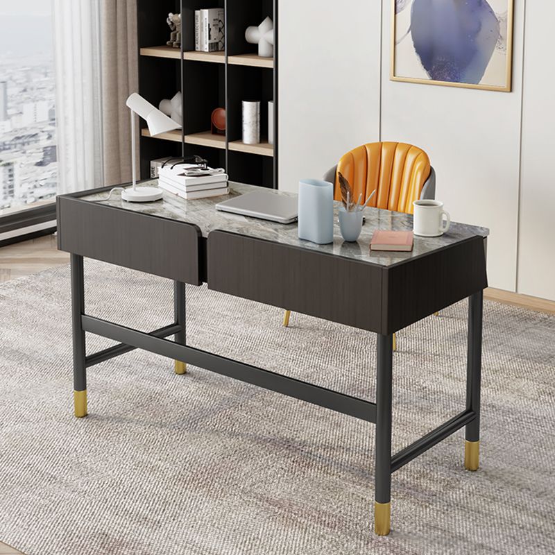 Modern Stone Office Desks Rectangular Shape Task Desk with 2 Drawers