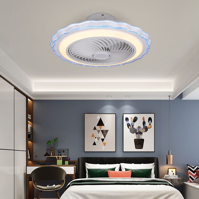 Scalloped Semi Flush Ceiling Fixture Modern Acrylic Bedroom LED Fan Light