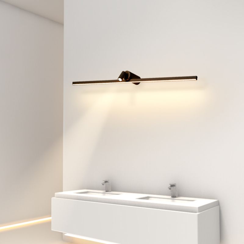 Iluminación de pared de espejo de sombra lineal estilo moderno metal 2 luces lámpara de aplastamiento