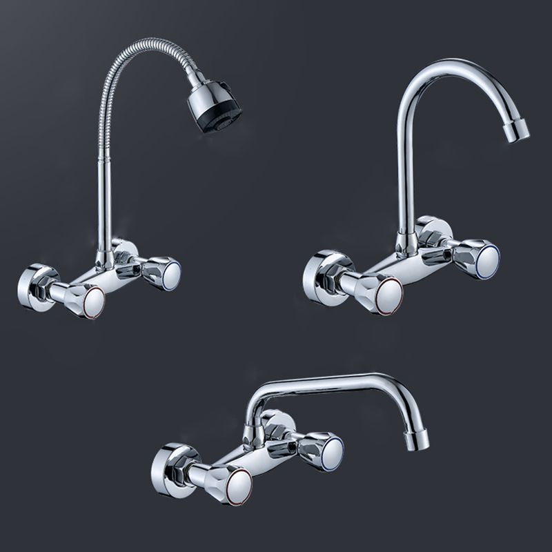 Modern Bridge Faucet Brass Knob Handle Swivel Spout Wall Mounted Pot Filler Faucet