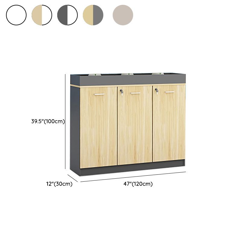 Contemporary Style File Cabinet Wooden Frame Lock Storage Filing Cabinet