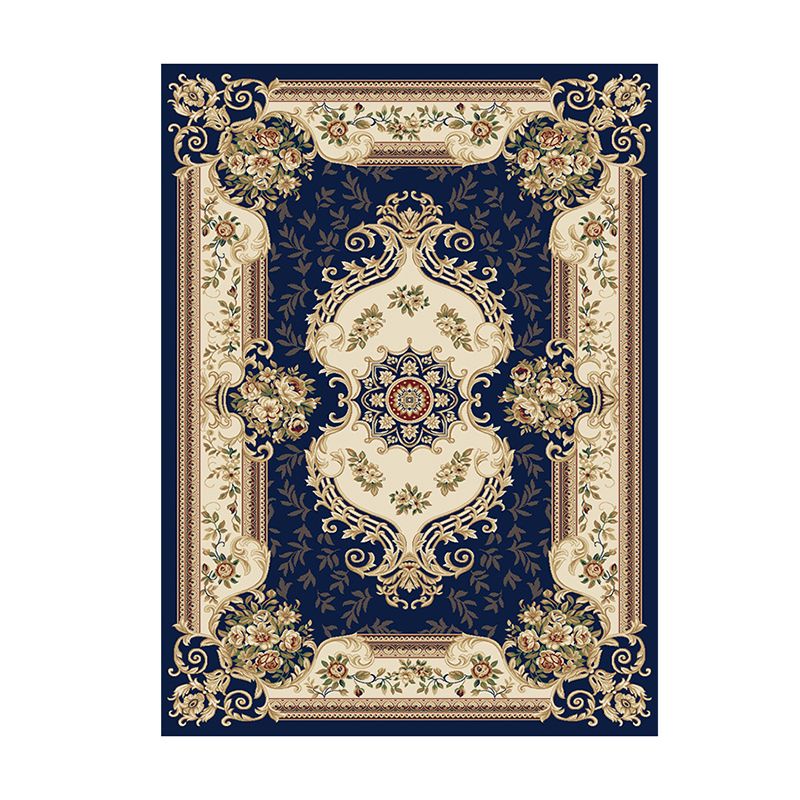 Traditional Polyester Area Rug Retro Floral Pattern Carpet Rug Non-Slip Backing for Home Decor