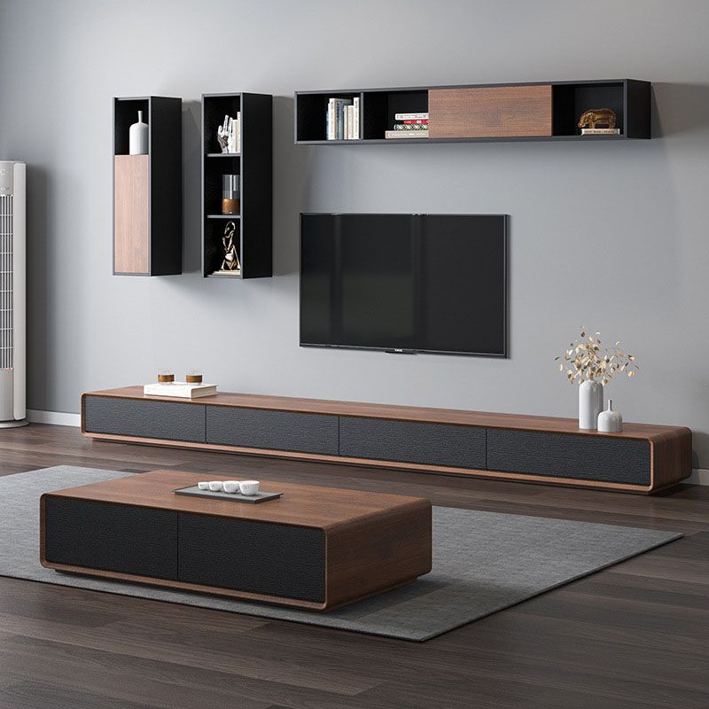 Contemporary 15.75-inch D TV Console Wooden TV Stand for TVs with Drawers