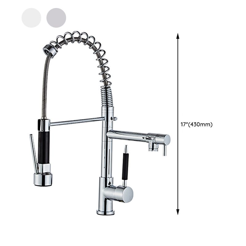 Contemporary Spring Spout Kitchen Sink Faucet Swivel Spout with Pull down Sprayer