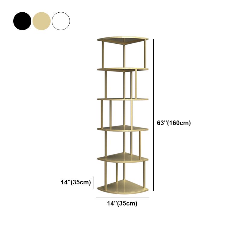 Scandinavian Iron Corner Bookshelf Vertical Open Bookcase for Bedroom