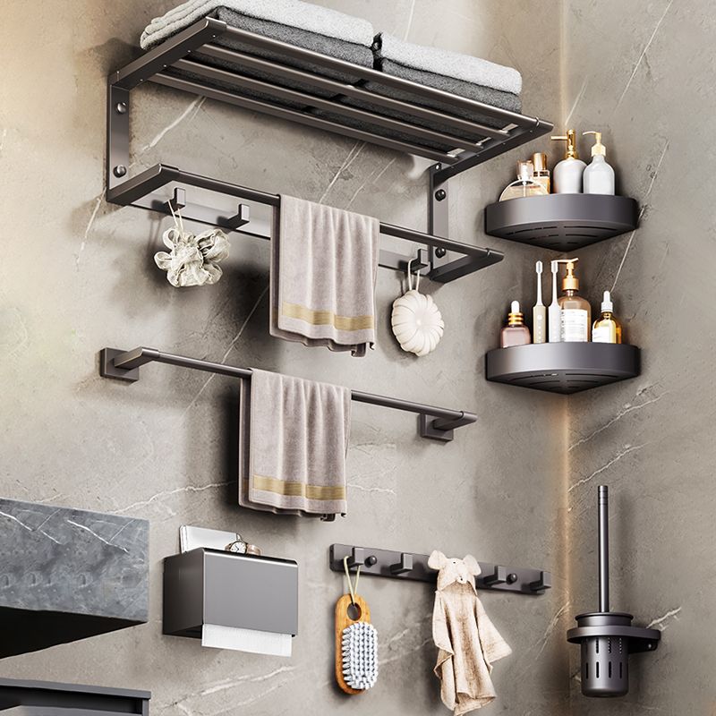 Modern Bathroom Accessory Kit Bath Shelf Towel Bar Grey Bath Hardware Set