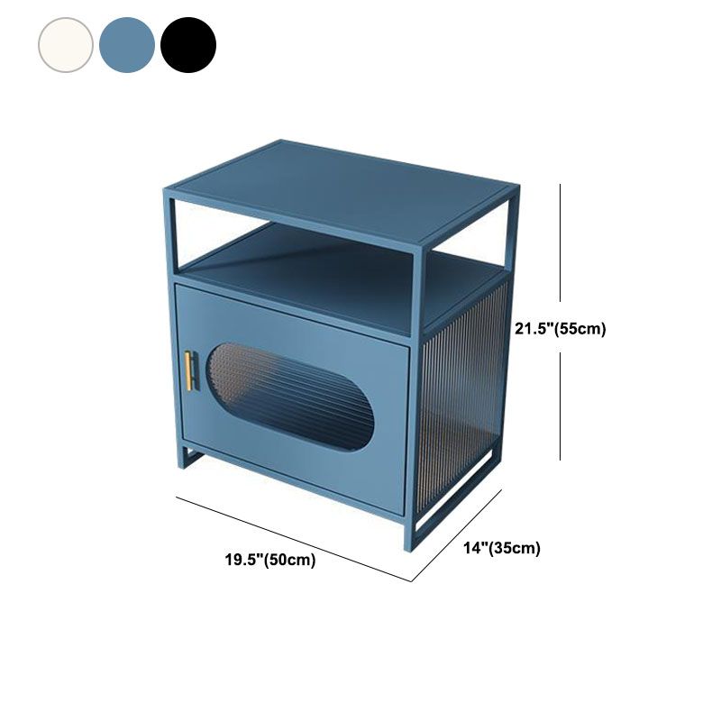 Modern Metal Night Table Storage Bedside Cabinet with Door for Bedroom