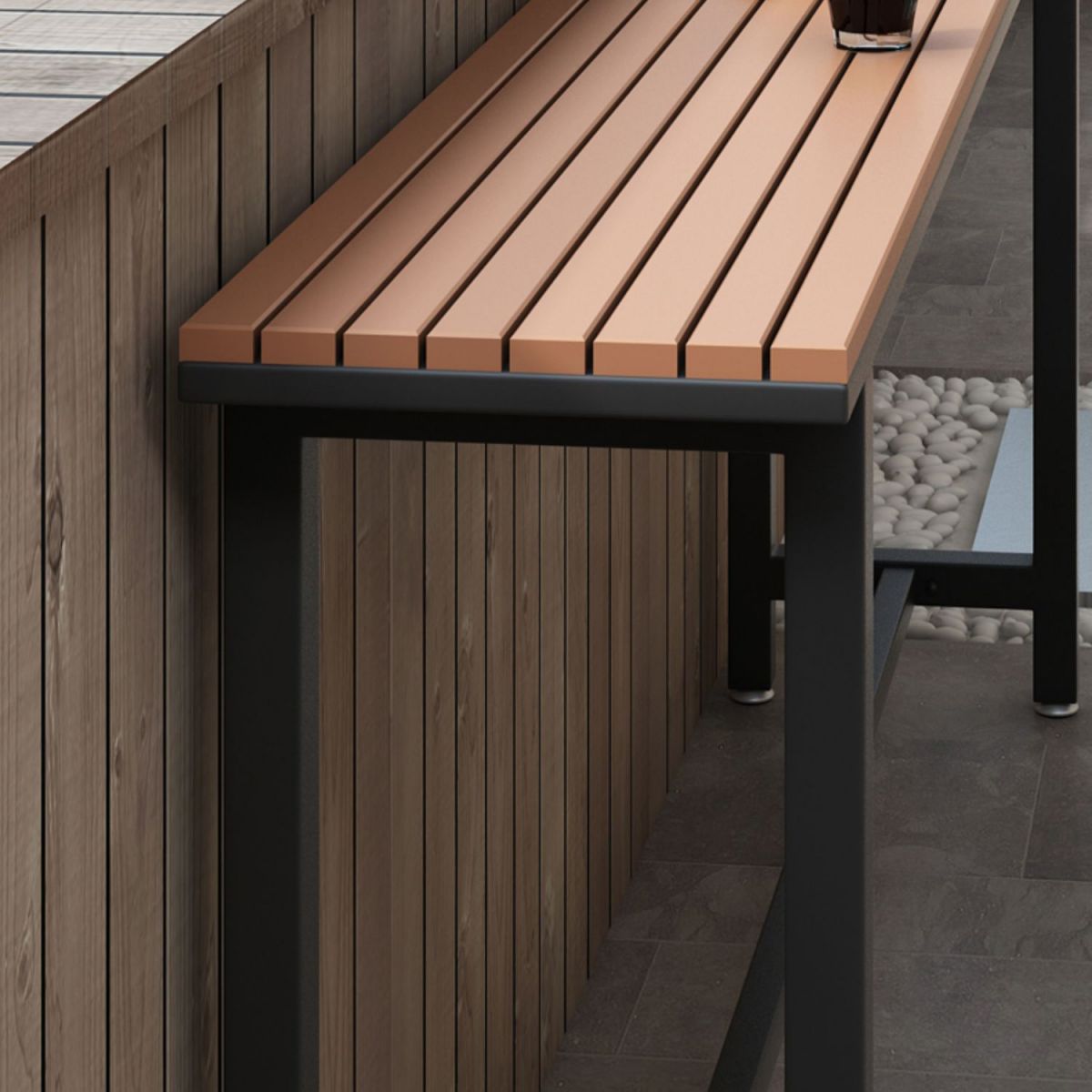 Wood Bar Dining Table Modern Rectangle Bar Table with Trestle Pedestal for Balcony