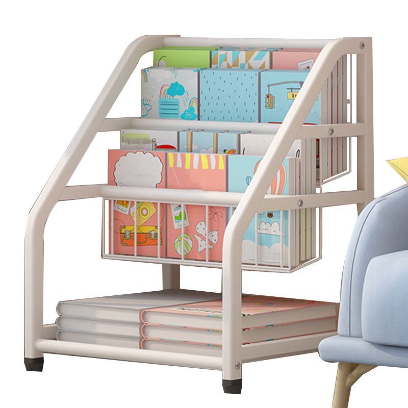 Contemporary Freestanding Book Display Metal Shelf Bookcase in Open Back