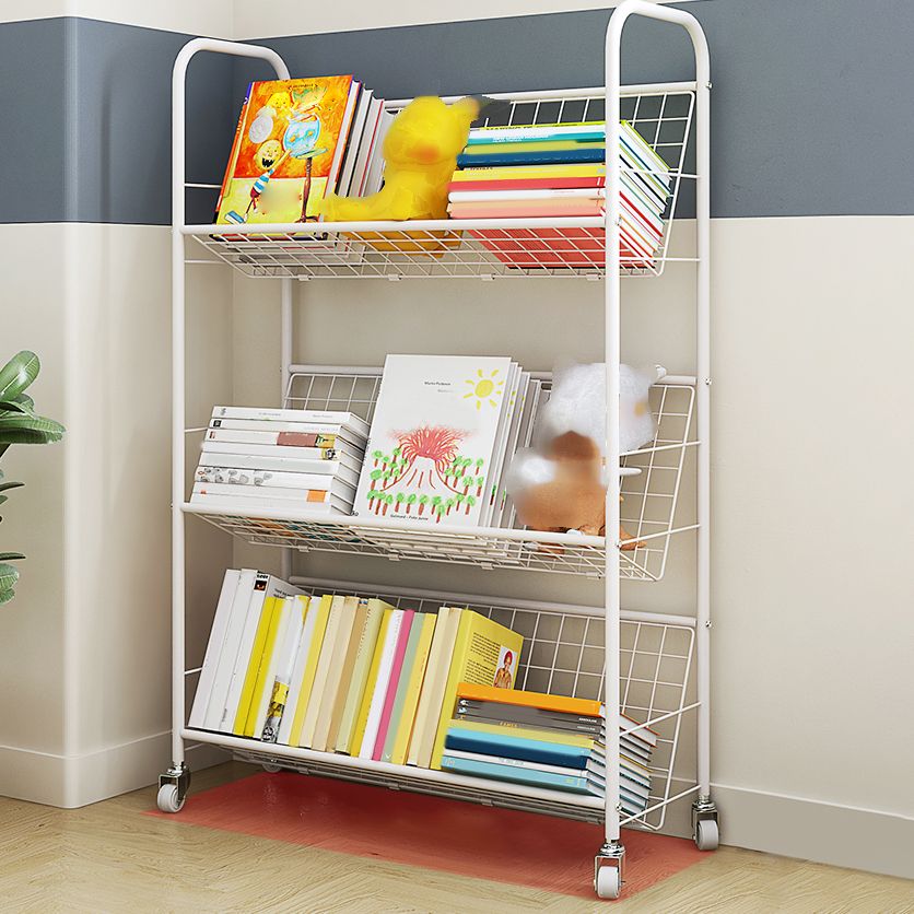 Contemporary Closed Back Bookshelf Metal Vertical Shelf Bookcase for Living Room