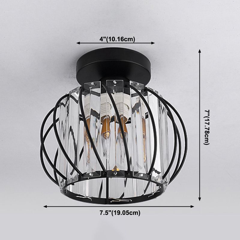 Lantern Semi Flush Light Armatures Modern 1-Light Semi Flush Mount Lamp met heldere kristalschaduw