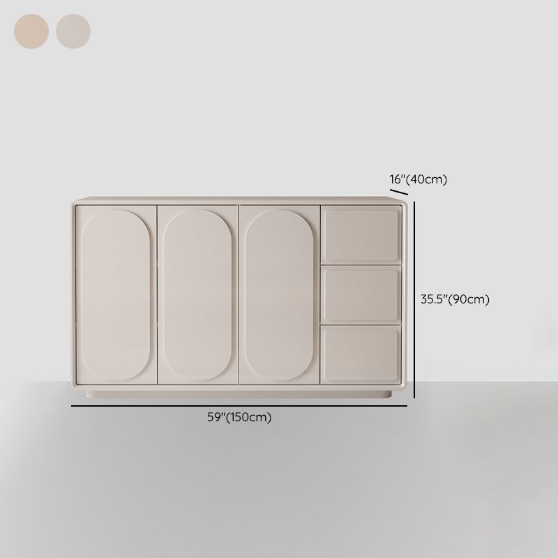 Contemporary Sideboard Cabinet Faux Wood Sideboard Table with Doors for Dining Room