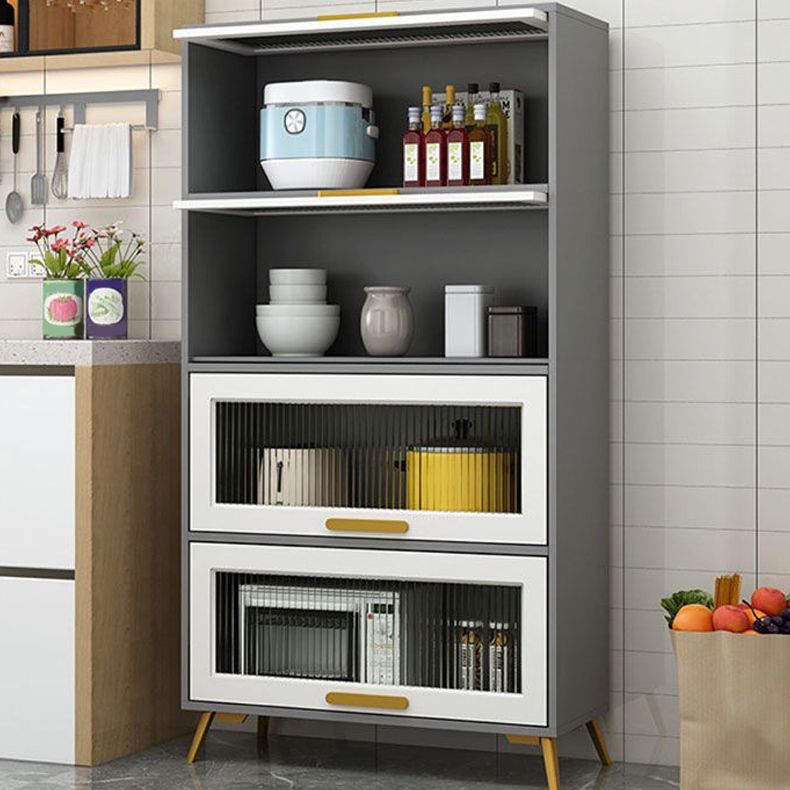 Modern Style Kitchen Server Engineered Wood Server with Metal Legs