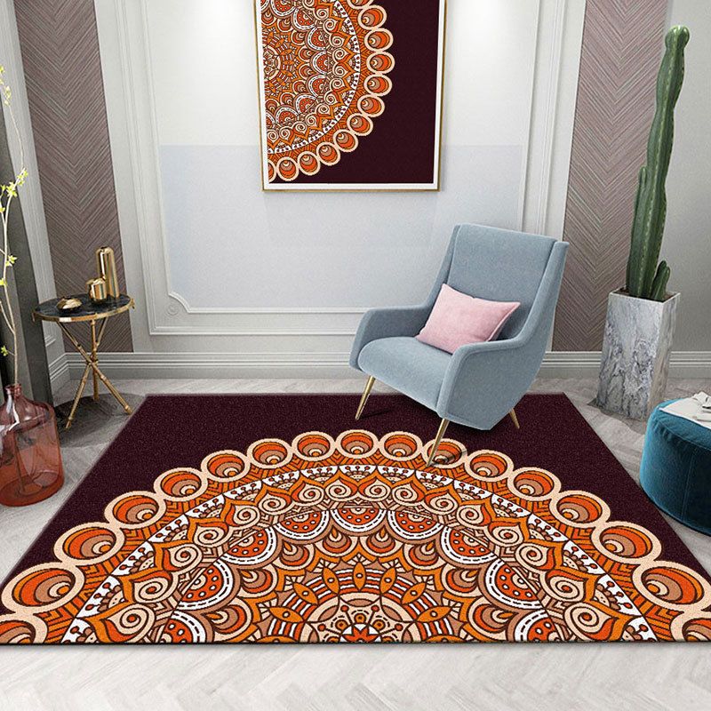 Colorida Mandala Rug Multicolor Moroccan Área de la alfombra Polyéster Manchas Resistentes a las mascotas Alfombra antideslizante para el hogar para el hogar