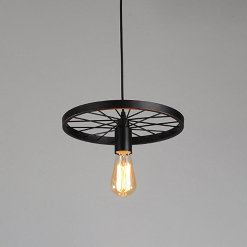 Industrial Wagon Wheel Cluster Pendant Light Metal Multi Light Pendant for Living Room