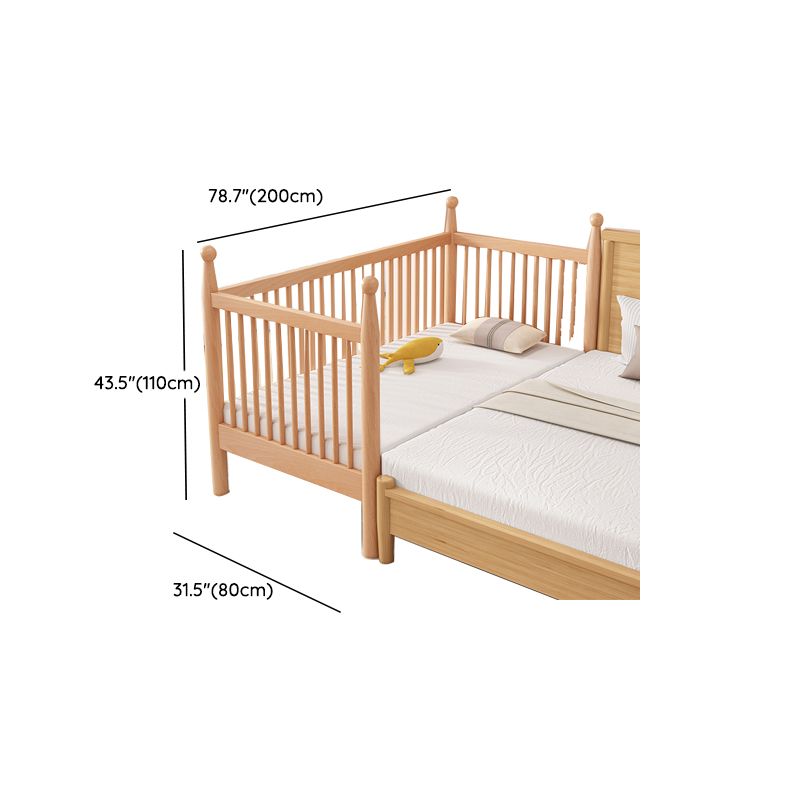 Naitural Nursery Crib with Guardrail Farmhouse Baby Crib in Solid Wood