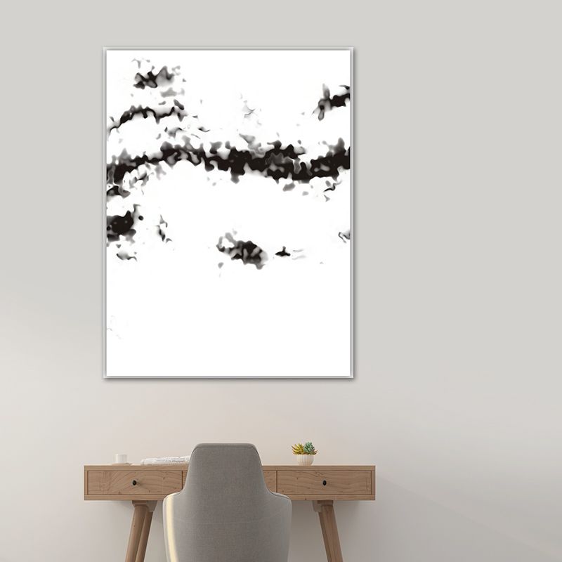 Smoke Abstract Wall Decor Minimalist Textured Canvas Wall Art in Black and White
