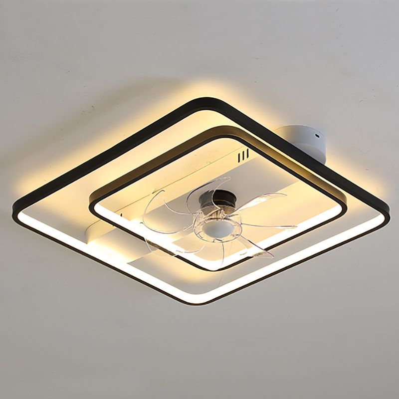 Modern Simple Metal Ceiling Fan Lamp Geometry LED Ceiling Fan Light for Living Room