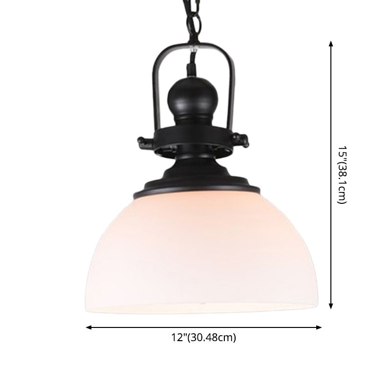 Glass Pot Shaped Suspension Lamp Industrial 1-Light Bistro Bar Pendant Lighting in Black