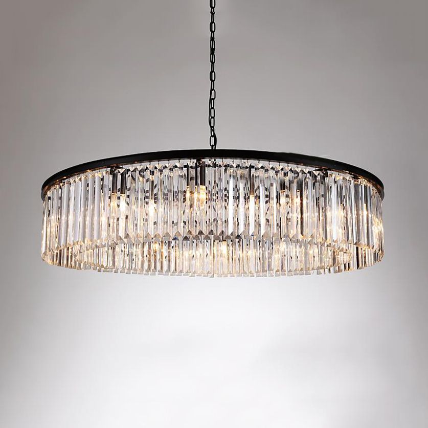 Tambour de lustre de lustre Light Light contemporain ambre / gris clair / fumée Crystal à la lumière de suspension à LED légère avec chaîne réglable