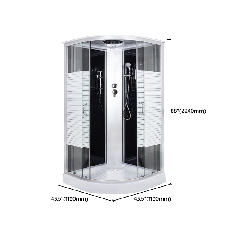 Contemporary Shower Kit Clear Tempered Framed Arc Shape Shower Stall