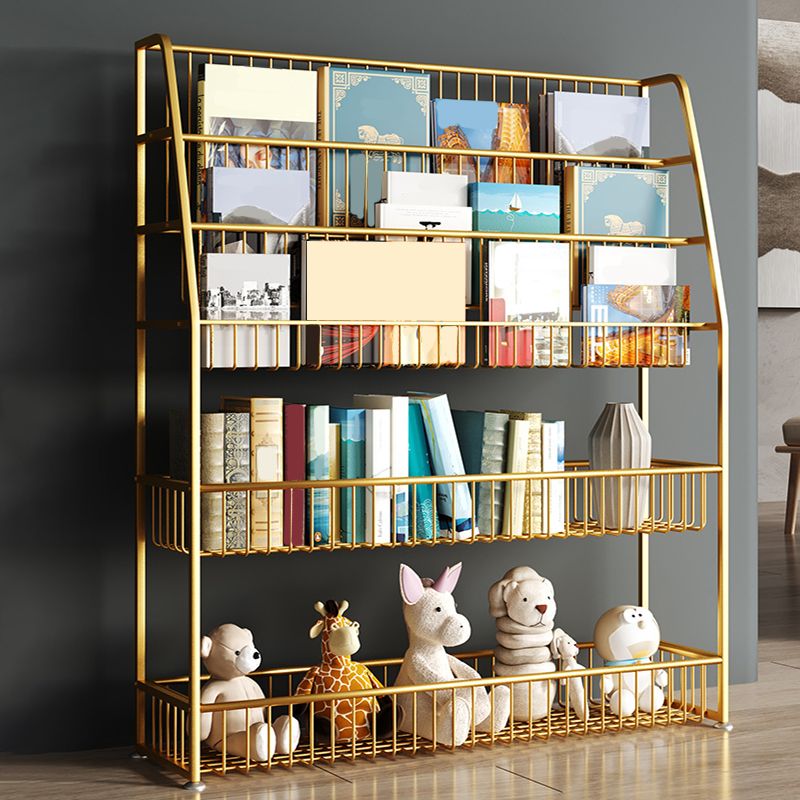 Contemporary Open Back Metal Bookshelf Freestanding Book Organizer