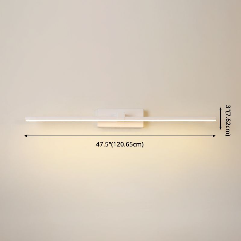 Elongated Bathroom Wall Mounted Light Fixture Metal LED Simple Wall Mounted Lighting in White