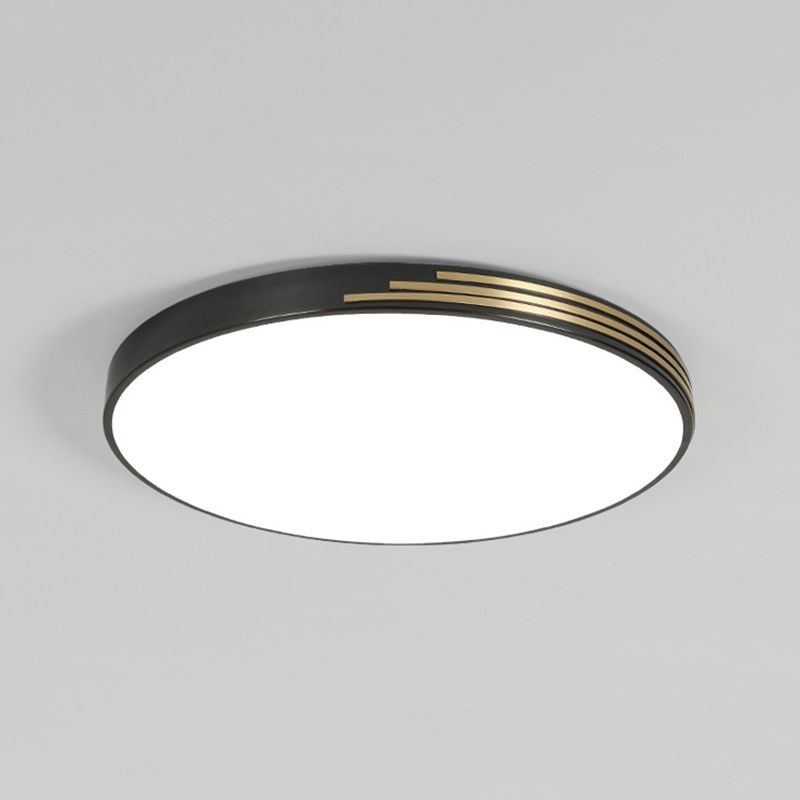 Contemporary Flush Light Round Brass Ceiling Lighting for Bedroom