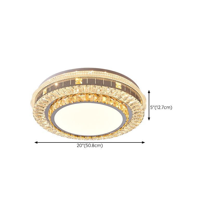 Modern Round Crystal Flush Mount Stainless Steel Ceiling Flush Light Fixture