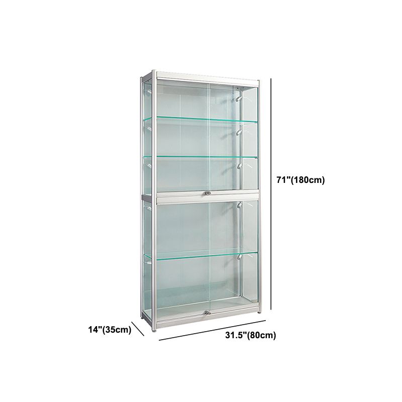 Modern Metal Curio Cabinet Locking Display Stand with Sliding Glass Doors