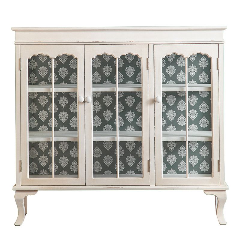 Traditional Solid Wood Display Cabinet Multi-shelf Buffet Cabinet for Living Room