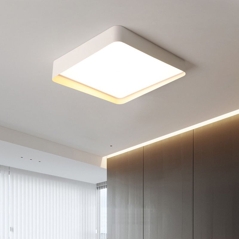 Contemporary LED Ceiling Lamp White Flush Light with Metal for Bedroom