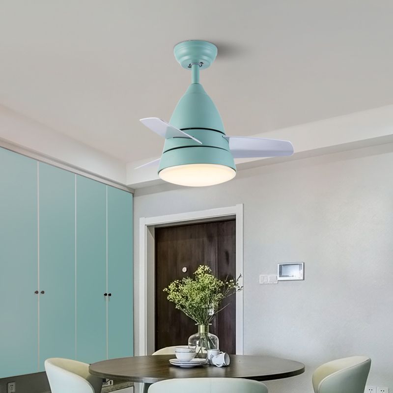 Modern Simple Ceiling Fan Lamp Cone Shape LED Ceiling Fan Light for Bedroom