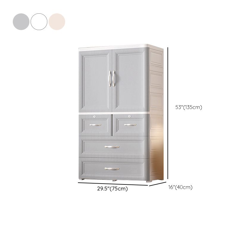 Plastic Kid's Wardrobe Modern Style Armoire Cabinet with Wheels