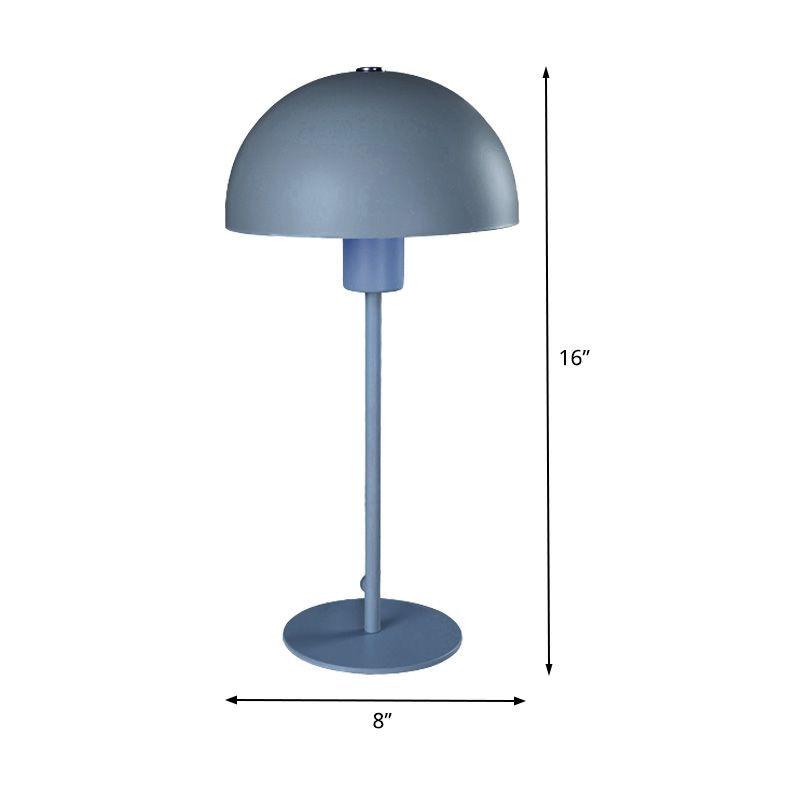 1 Head Study Task Lighting Mocaron Blue Small Desk Lamp with Hemisphere Metal Shade