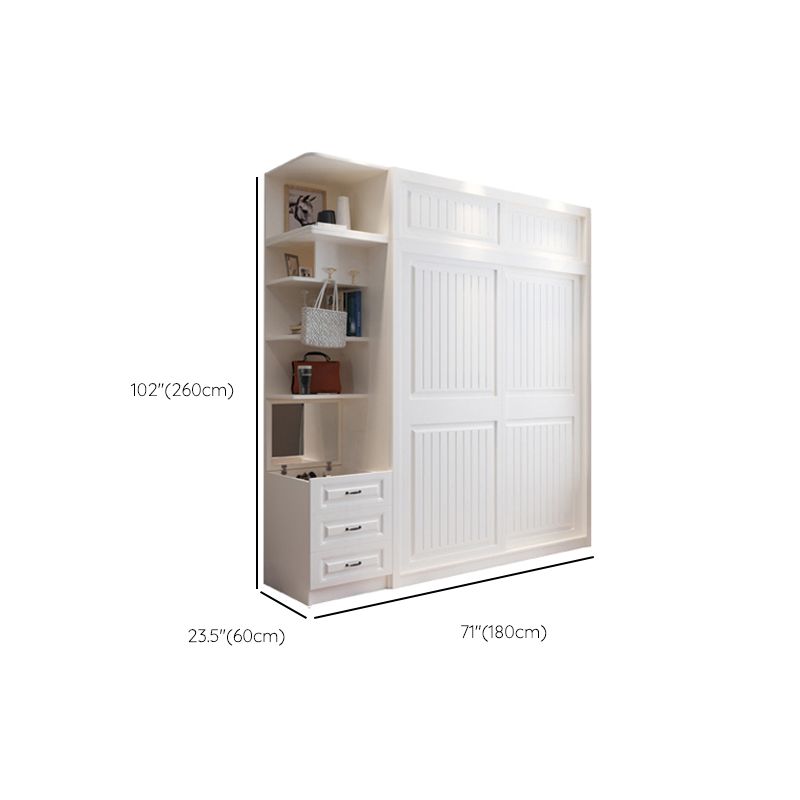 Contemporary Wardrobe Armoire with Garment Rod Wood Wardrobe Closet