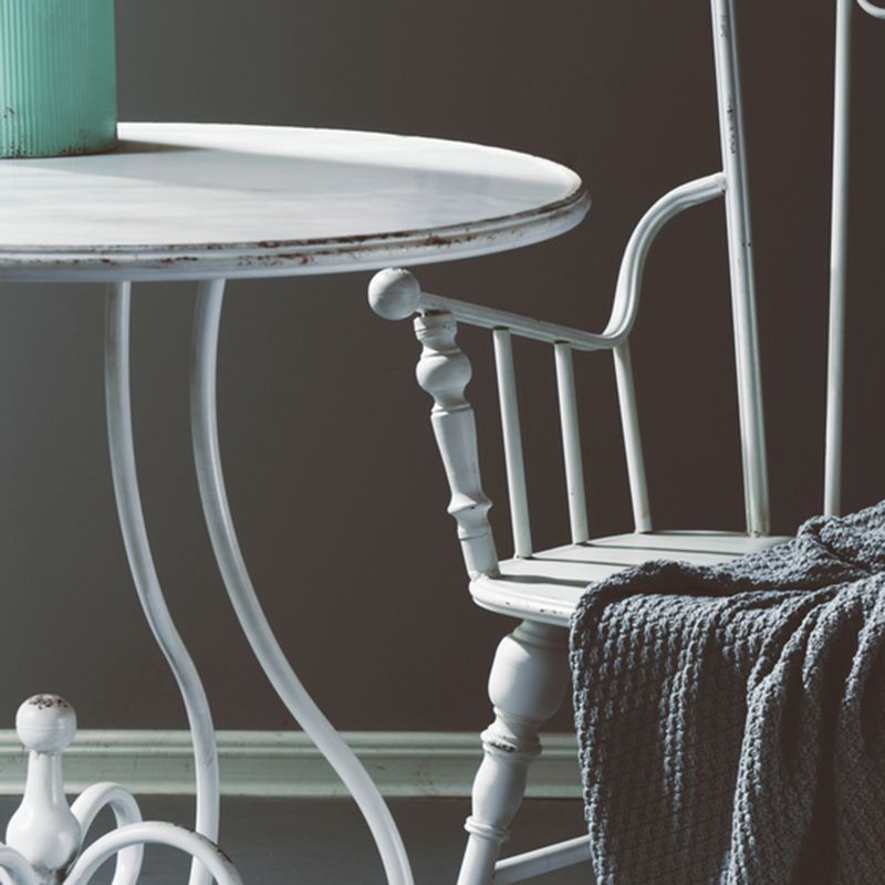 French Country Metal Side Table White Round Outdoor Patio Table