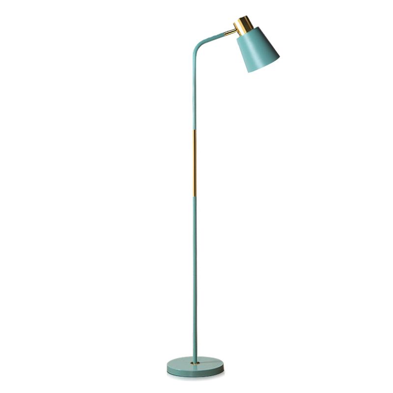 Bow Shaped Floor Lamp Macaron Metal 1 Head Study Room Standing Light with Cone Shade