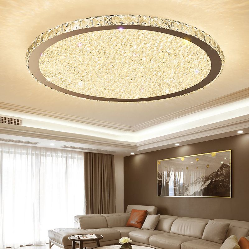 1 Light Round Flush Ceiling Lights Modern Style Metal Flush Mount Lights