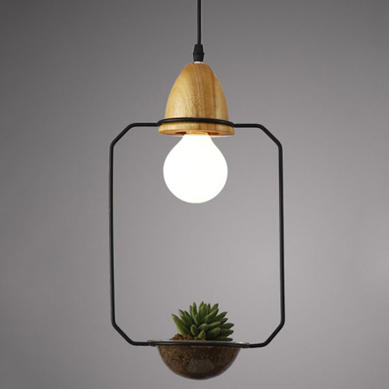 1 Light Pendant Light Nordic Retro Metal Ring Shade Dining Table Hanging Lamp (without plants)