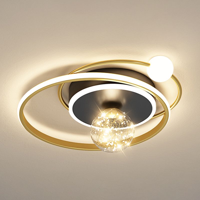 Gold LED Flush Ceiling Light Fixtures Modern Flush Mount Ceiling Fixture for Living Room