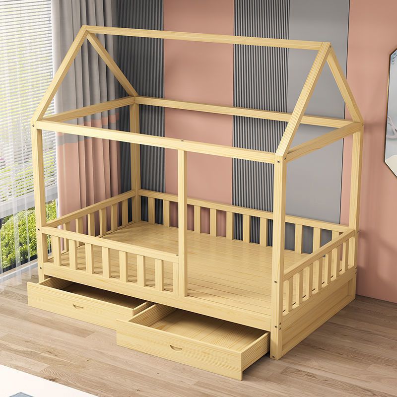 Standard Size Solid Wood Nursery Bed Modern Nursery Crib in Light Wood