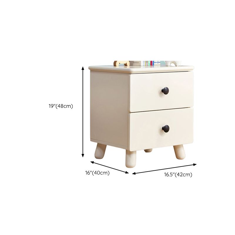 Modern Kids Nightstand White Wood Kids Bedside Table with Metal Handles