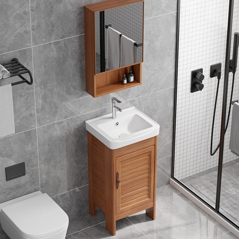 Rectangle Vanity Set Metal Frame Mirror Freestanding 2 Doors Single Sink Bath Vanity