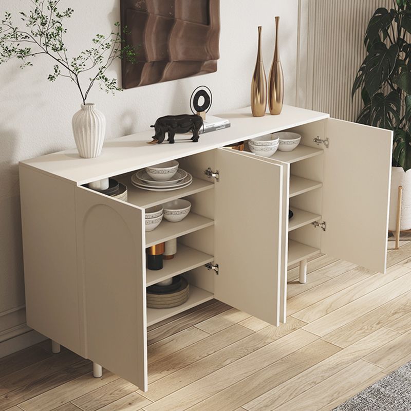 Contemporary White Wood Buffet Sideboard Adjustable Shelving Sideboard