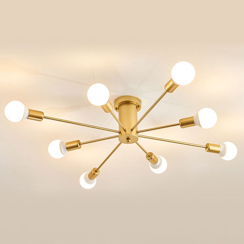 Modern Flush Mount Ceiling Light Golden Metal Lighting for Home